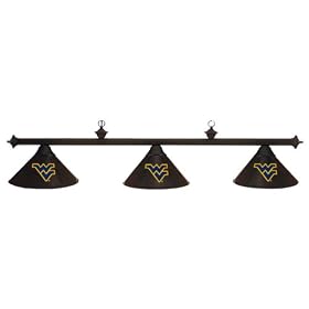 West Virginia WVU Mountaineers 3pc BLACK METAL SHADE POOL TABLE LIGHT LAMP