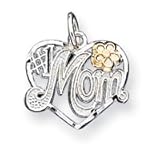 Sterling Silver # 1 Mom Heart Charm