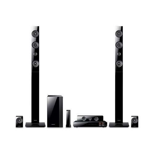 Samsung 7.1 Channel 3D Blu-ray Home Theater System, Full HD 1080p Resolution, 1330 Watts Total Power, 2 Tower Speakers With Swivel Driver/ Woven Glass-Fiber Speakers, Vacuum-Tube And Digital Amp Technology, Smart Hub, Web Browser, Disc To Digital Streaming Service, Built-In Wi-Fi, 3D Sound Plus, Wireless Rear Speakers, Vertical Surround Sound, Black Finish