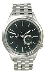 DKNY Silver-Tone Stainless Steel Bracelet Black Dial Men's Watch #NY1430