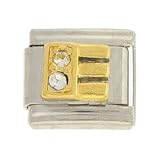 E with Two Diamonds Italian Charm Link by SUTJI