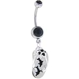 Midnight Gem DOLPHIN FLORAL SANDAL Dangle Belly Ring