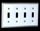 Switchplates Chrome Plated Steel, Beveled Four Toggle Switch Plate