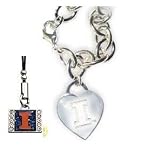 Illinois Fighting Illini Heart Bracelet/Cell Phone Charm Package