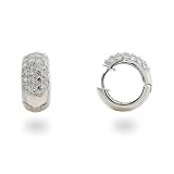 Eve's Addiction Sterling Silver Cubic Zirconia Reversible Huggy Earrings
