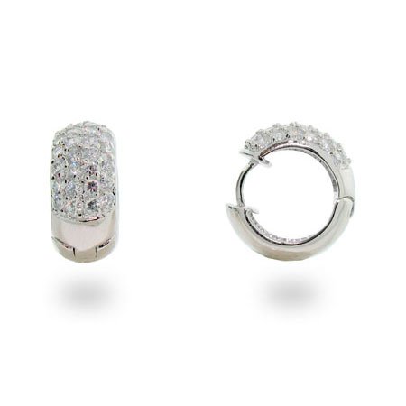Sterling Silver Cubic Zirconia Reversible Huggy Earrings