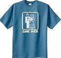 GAME OVER Funny Bride Groom Colonial Blue Novelty T-shirt