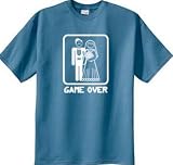 GAME OVER Funny Bride Groom Colonial Blue Novelty T-shirt