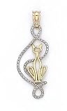 14k Two-Tone Cat Outline Pendant