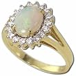14Kt Yellow Gold Sun Flower Opal and Diamond Fashion Ring