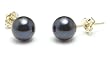 AAA Quality Round 6.5-7mm Akoya SaltWater cultured Black Pearl Earrings with 14K Yellow Gold Mount