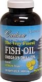 Carlson Labs Very Finest Fish Oil, Lemon, 1000mg, 240 Softgels