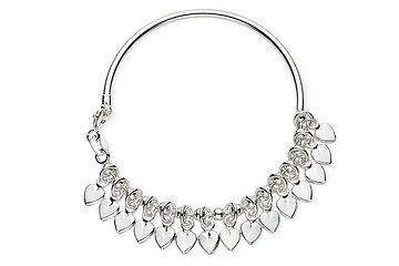 Childrens Sterling Silver Semi Rigid Bangle With Hearts