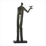 Sculpture with Bird In Hand with Granite Base in Bronze