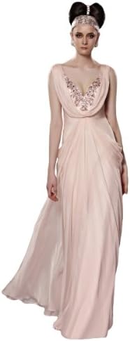 Coniefox V-Neck Pleated Long Prom Evening Dresses Size S Color Pink