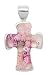 Matte Sterling Silver Pink Murano Venetian Glass Cross Pendant