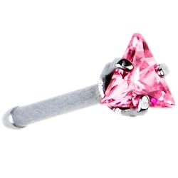 20 Gauge Pink Triangular Cubic Zirconia Nose Bone