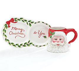 Santa Mug, Saucer And Plate Set Wonderful Holiday Decor And Serveware