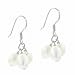 Sterling Silver 7-8mm Oval White Genuine Freshwater Pearl Cultured Fish Hook Three Cluster Earrings