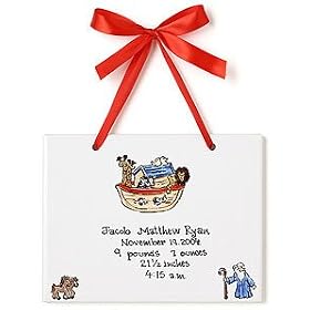 Noah's Ark Birth Announcement Tile