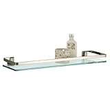 Neu Home Glass Shelf with Rail, 23inch W x 5-1/2inch D x 2inch H, Nickel