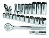 Tools : S K Hand Tools 22 Piece 3/8in. Drive SAE Standard Deep 6 Point Complete Socket