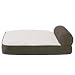 Soft Touch Elephant Skin Bolster Lounger Dog Bed in Brown - Brown/ Ivory - Bolster