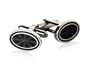 Black Acrylic & Enamel Silver Cufflinks with Gift Box