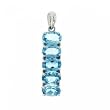 Oval Blue Topaz Dangle Drop Pendant in Solid 14K White Gold