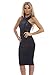 AX Paris Women's Faux Leather Contrast Front Midi Black Dress