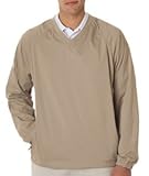 Adidas Men's ClimaProof Long-Sleeve V-Neck Windshirt, Khaki/White, 3XL