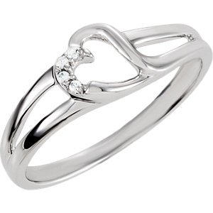 Genuine IceCarats Designer Jewelry Gift Sterling Silver Heart Ring. Heart Ring In Sterling Silver Size 7