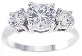 925 Sterling Silver Brilliant-Cut 3 Stone CZ Ring