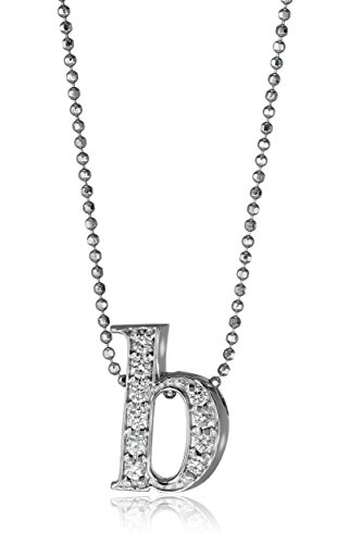 Alex Woo "Little Letters" Diamond and 14k White Gold B Pendant Necklace, 16"
