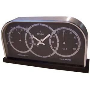 Bulova Ardmore Thermometer Hygrometer Tabletop Clock