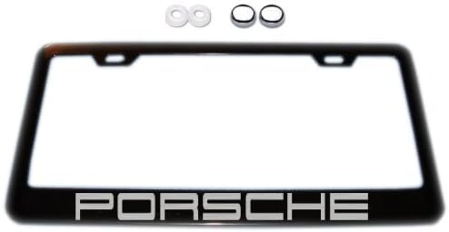Porsche Black License Plate Frame w/ Screw Covers