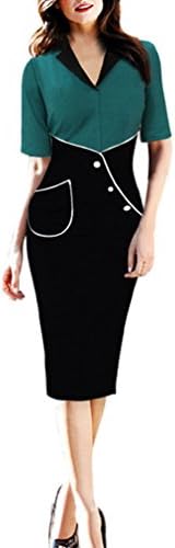 Miss Hollywood Women's V Neck Short Sleeve Wear To Work Slim Dress