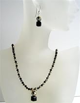 Dorado and Jet Swarovski Crystal Handmade Custome Jewelry w/ Cute Dangling Necklace Set (BRAND NEW)