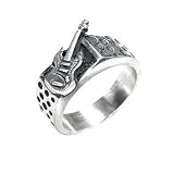Buy Guitar Silver Tone Color Solid Pewter Ring
