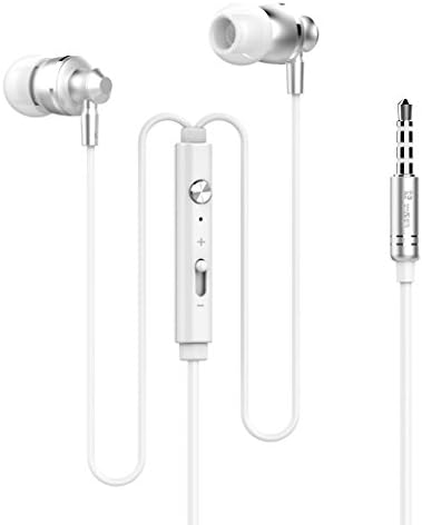 Dastone Stereo Metal Earphones Noise Isolating Bass In-ear Headphones with Remote Control Microphone for Iphone Ipod Ipad Andriod Smartphone Laptop Computer Mp3/4 Earbuds (White)
