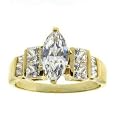 Sterling Silver Gold Plated Marquise CZ Engagement Ring