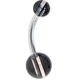Layered STRIPED BLACK Belly Button Ring