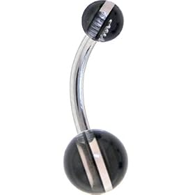Layered STRIPED BLACK Belly Button Ring by 