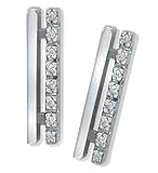 .08CT Round Diamond Bar Earrings