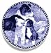 Border Collie Family (with puppy) Danish Blue Porcelain Dogplate Dog Plate