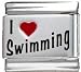 Clearly Charming I Heart Swimming Red Heart Laser Italian Charm