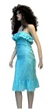 CLEARANCE!! Gauze Strapless Knee Length Dress with Double Ruffle Top and Crisscross Tie Sides