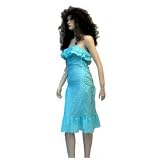 CLEARANCE!! Gauze Strapless Knee Length Dress with Double Ruffle Top and Crisscross Tie Sides at Absolutely