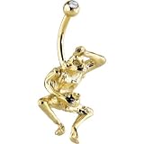 Solid 14KT Yellow Gold MONKEY BUSINESS Belly Ring