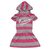 Pineapple-Girl's grey and pink striped jersey dress-age 11-12